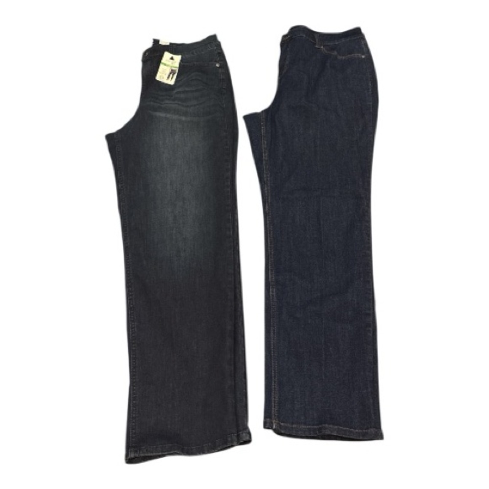 Terra & Sky Women's Straight Leg Jeans - Blue distress and Dark Blue Jean 16W